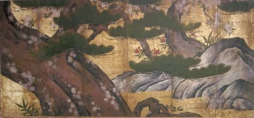 日本 Painting - 松桜と岩 狩野永徳 Japanese.JPG